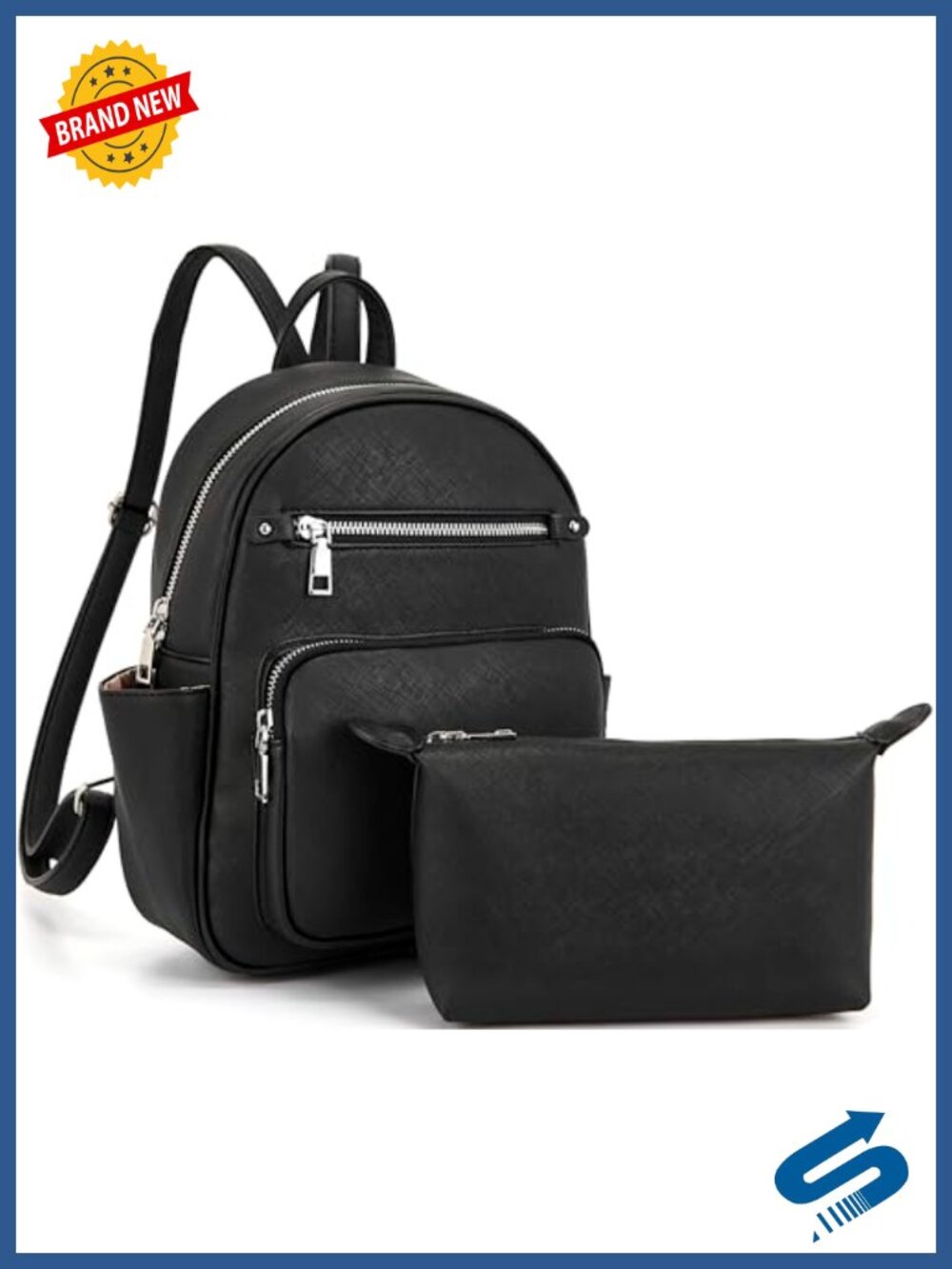 Small Faux Leather Backpack Purse for Women with Matching Wallet